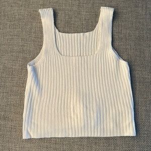 Brandy Melville Cropped Knit Top White